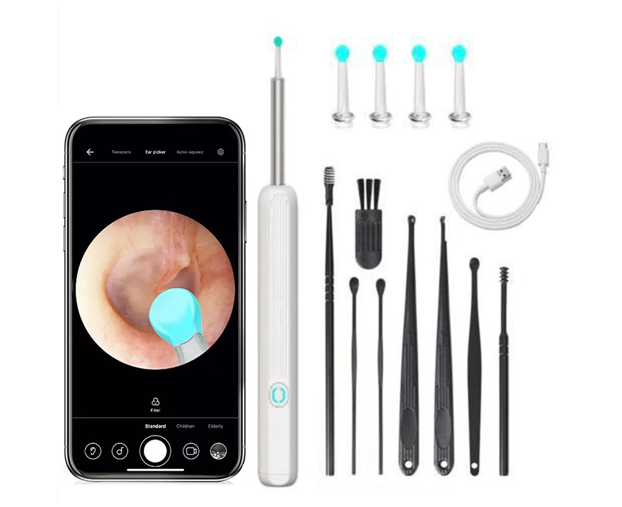 Biwiti USB Powered Ear Wax Removal Kit Ear Cleaner with Camera -White