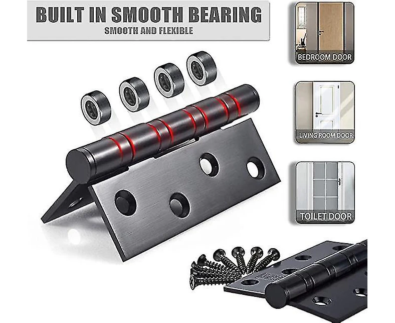 2 Pcs Door Hinges Folding Hinges Stainless Steel Hinges 3mm Thickness Hinge, For Interior Solid Doors (black)