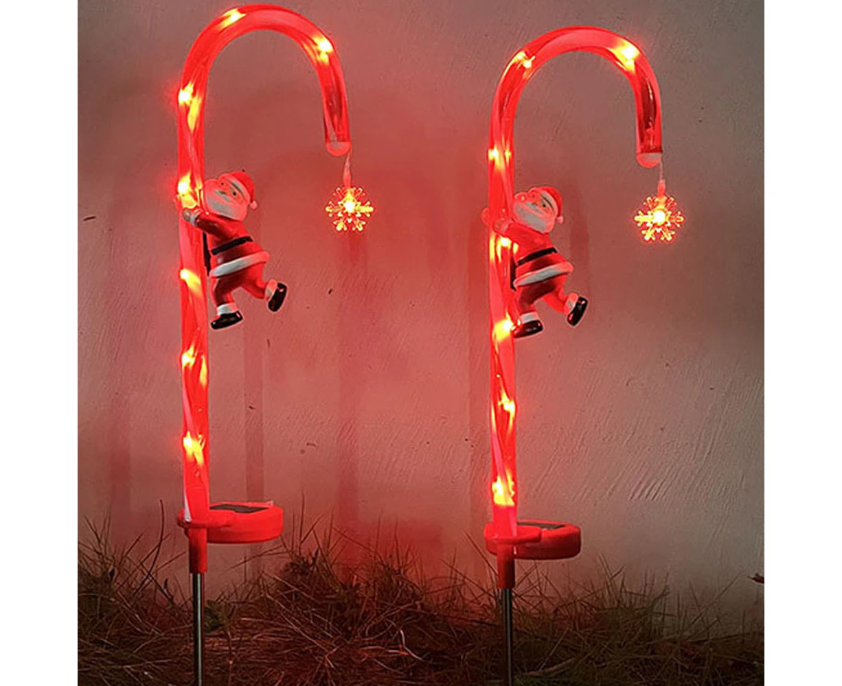 2Pcs Solar Christmas Candy Cane Pathway Lights Outdoor Garden Christmas Decorations