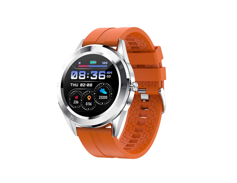 Smart Watch Touch Screen Fitness Tracker Sports Smartwatch Heart Rate Monitor-Orange