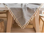 Modern-Tassel Tablecloth Checkered Cotton and Linen Tablecloth Coffee Table Tablecloth Square Washable Kitchen Table Cover for Dining Table-90x90cm