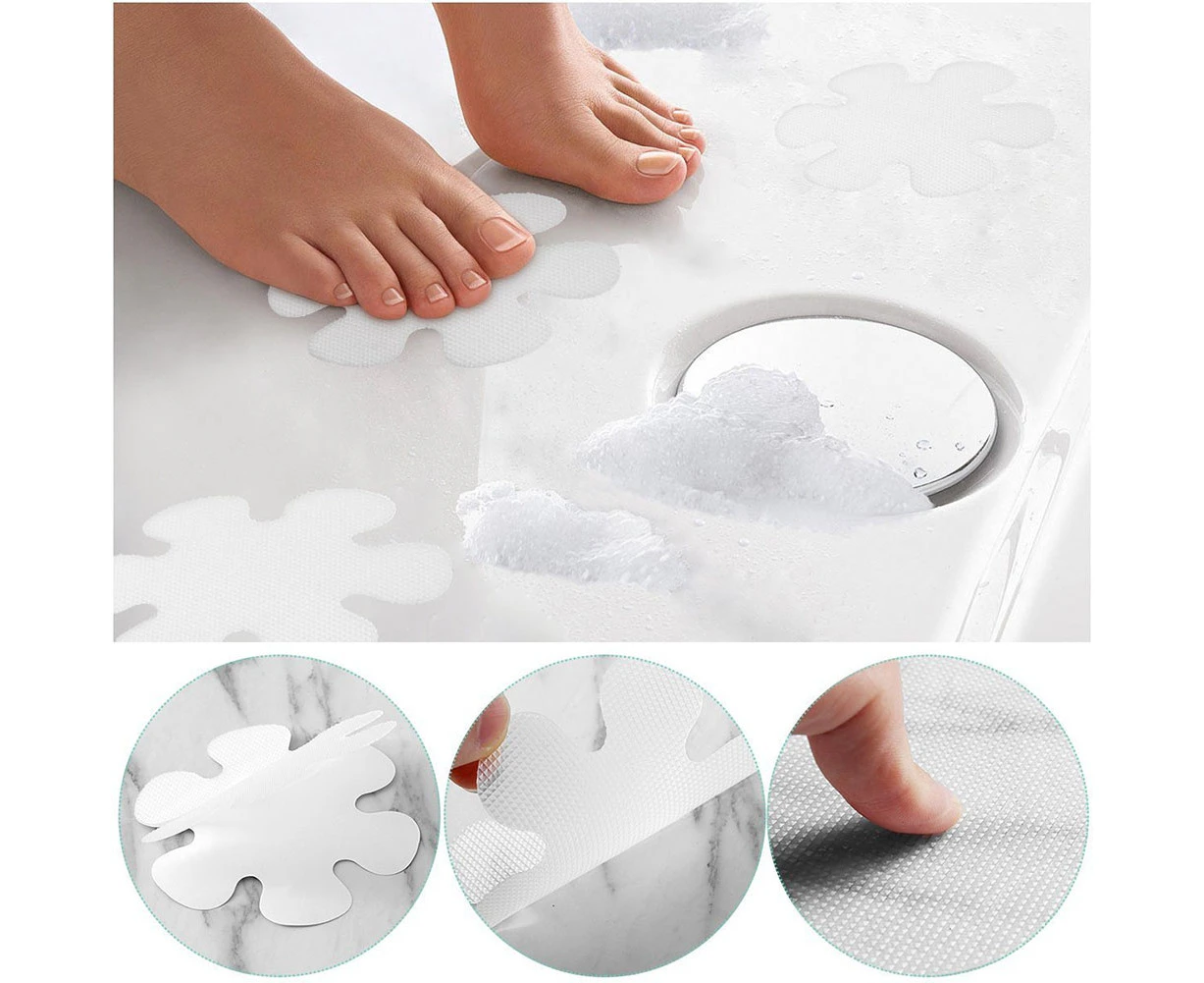 20Pcs Flower Non-Slip Bathtub Mat Stickers Mold Mildew Resistant Shower Pads-Clear