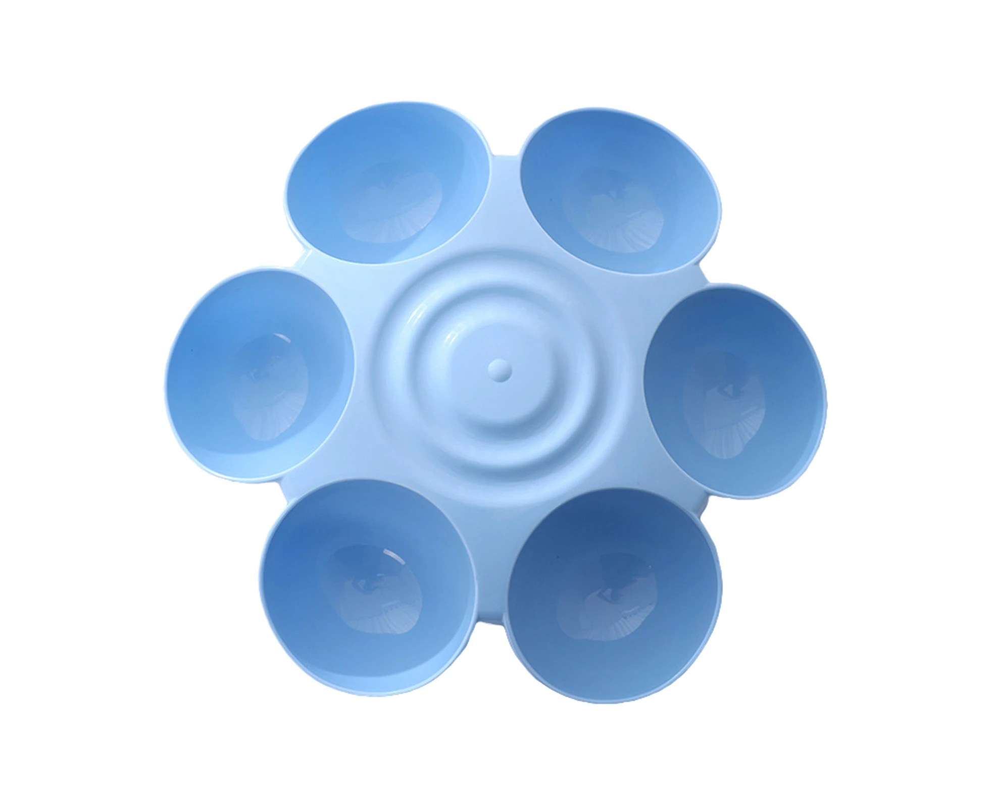 Leiou Pet Bowl Non-Slip Bottom Flower Shape 15 Degrees Tilt Dog Bowl Puppy Slow Feeder for Home Use -Blue