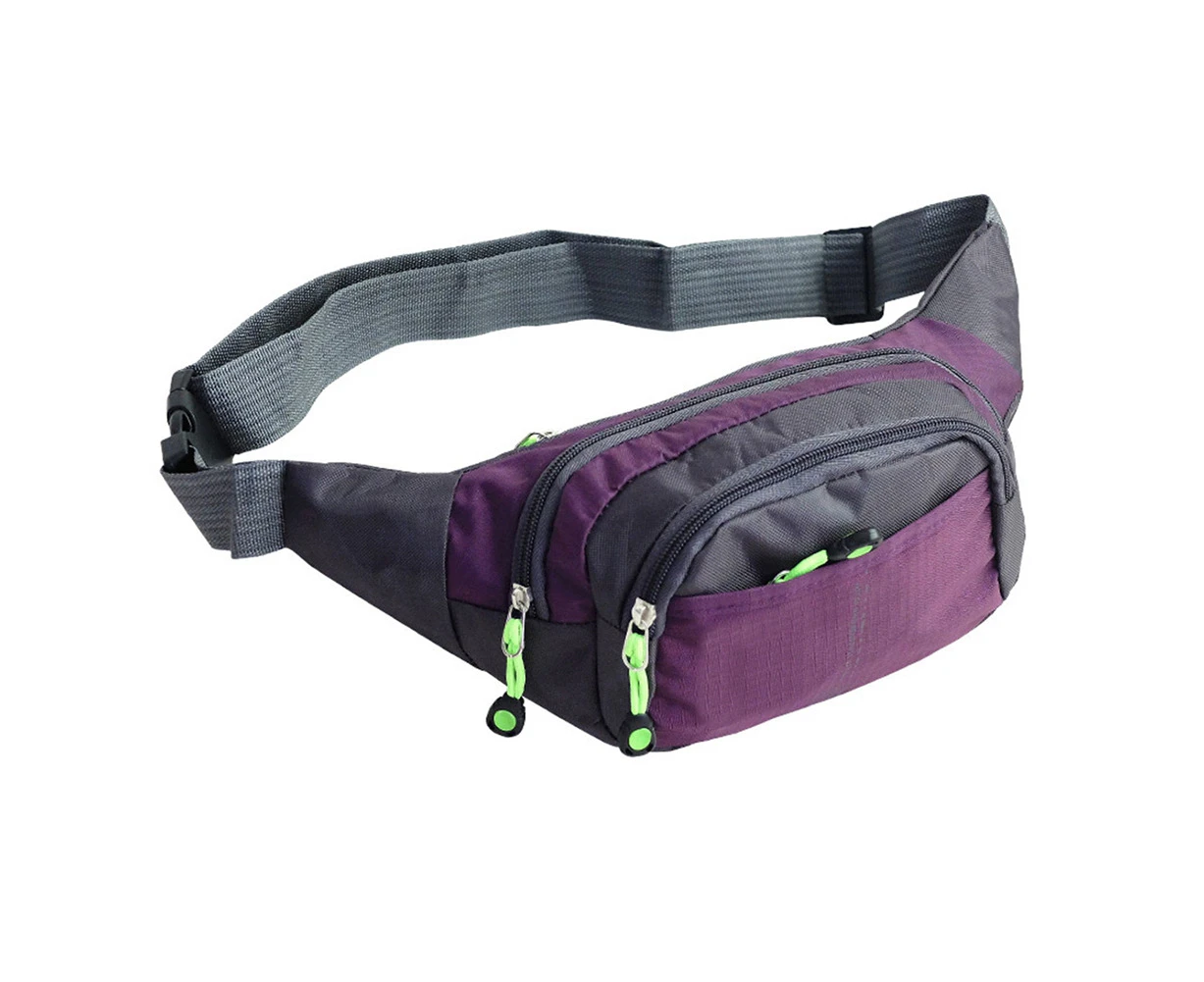 qyu Outdoor Sports Waterproof Nylon Waist Bag Wallet Bum Belt Men Women Fanny PackPurple