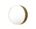 Bathroom Mirrored Cabinet Medicine Vanity Round Wall Mirror Cupboard with Storage Sliding Door Gold 60cm Diameter