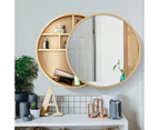 Bathroom Mirrored Cabinet Medicine Vanity Round Wall Mirror Cupboard with Storage Sliding Door Gold 60cm Diameter