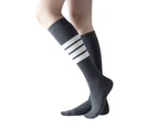 Womens Athletic Socks Outdoor Sport Socks Thigh High Tights Stockings Casual Stripes Tube Socks - Stripe+Grey