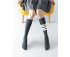 Womens Athletic Socks Outdoor Sport Socks Thigh High Tights Stockings Casual Stripes Tube Socks - Stripe+Grey