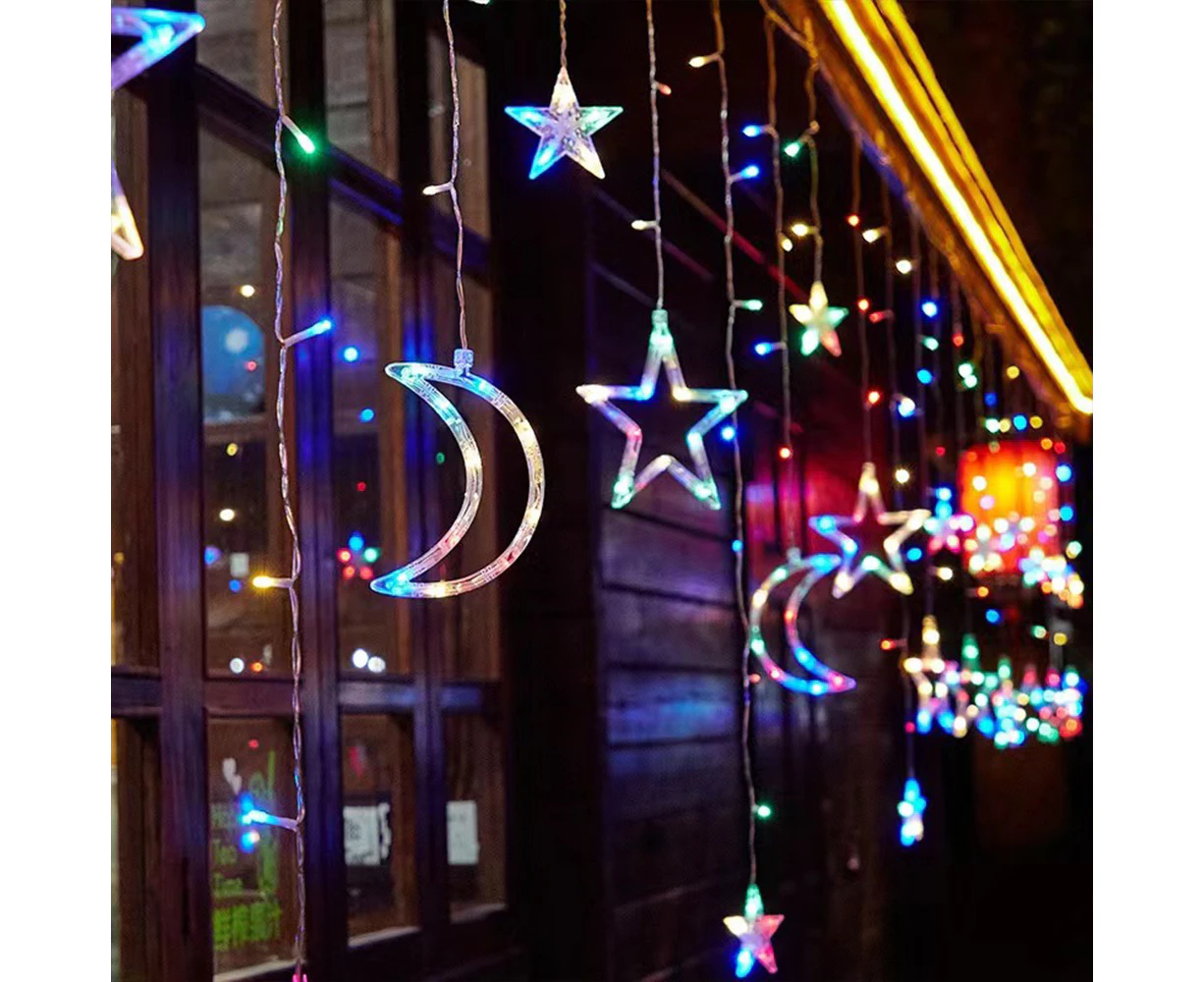 Biwiti USB Powered Star and Moon Curtain String LED Lights -Multi Color