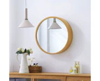 Bathroom Mirrored Cabinet Medicine Vanity Round Wall Mirror Cupboard with Storage Sliding Door Gold 60cm Diameter