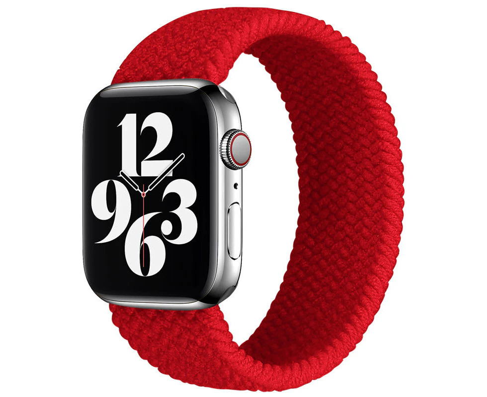 Marge Plus Sport Braided Solo Loop Strap Elastic Nylon Band for iWatch 7/SE/6/5/4/3/2/1 -Red