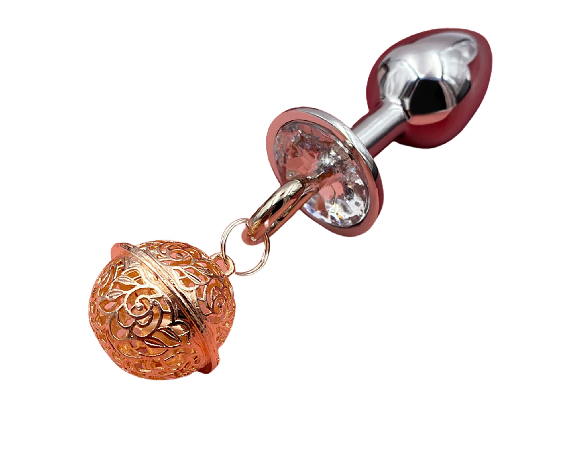 Dandelion  Anal Plug with Big Bell Flirting Metal Adult Anal Vibrator Product for-Rose Gold