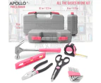 Pink Tool Kit, 39 Piece Women's Tool Box with Pliers Set, Hammer, Precision Screwdriver and Household Tools in a Durable Box
