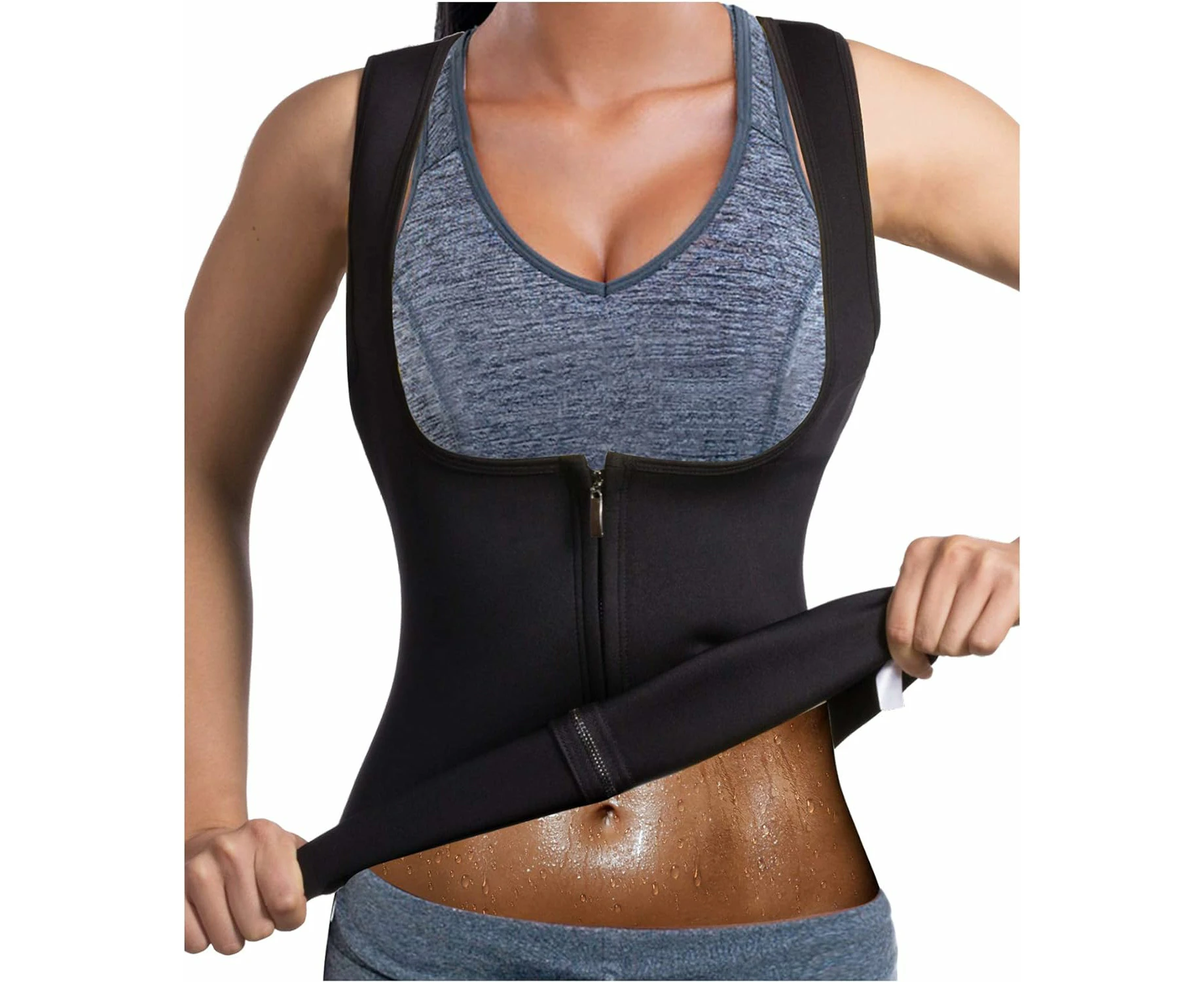 Women Waist Trainer Vest Slim Corset Neoprene Sauna Tank Top Zipper Weight Loss Body Shaper Shirt,X Small