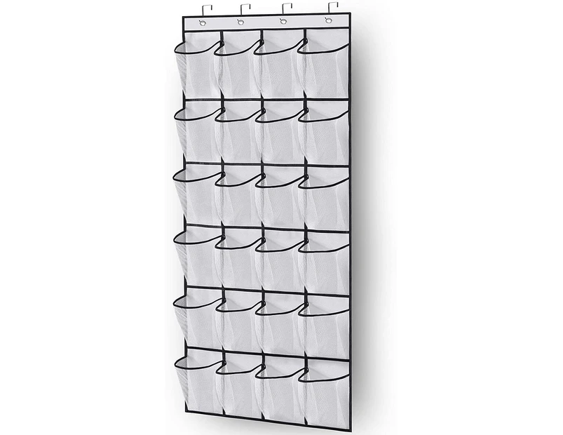 24 Grid Non-Woven Shoes Storage Bag, Large Mesh Bag Of Shoe Cabinet Outside The Door, White