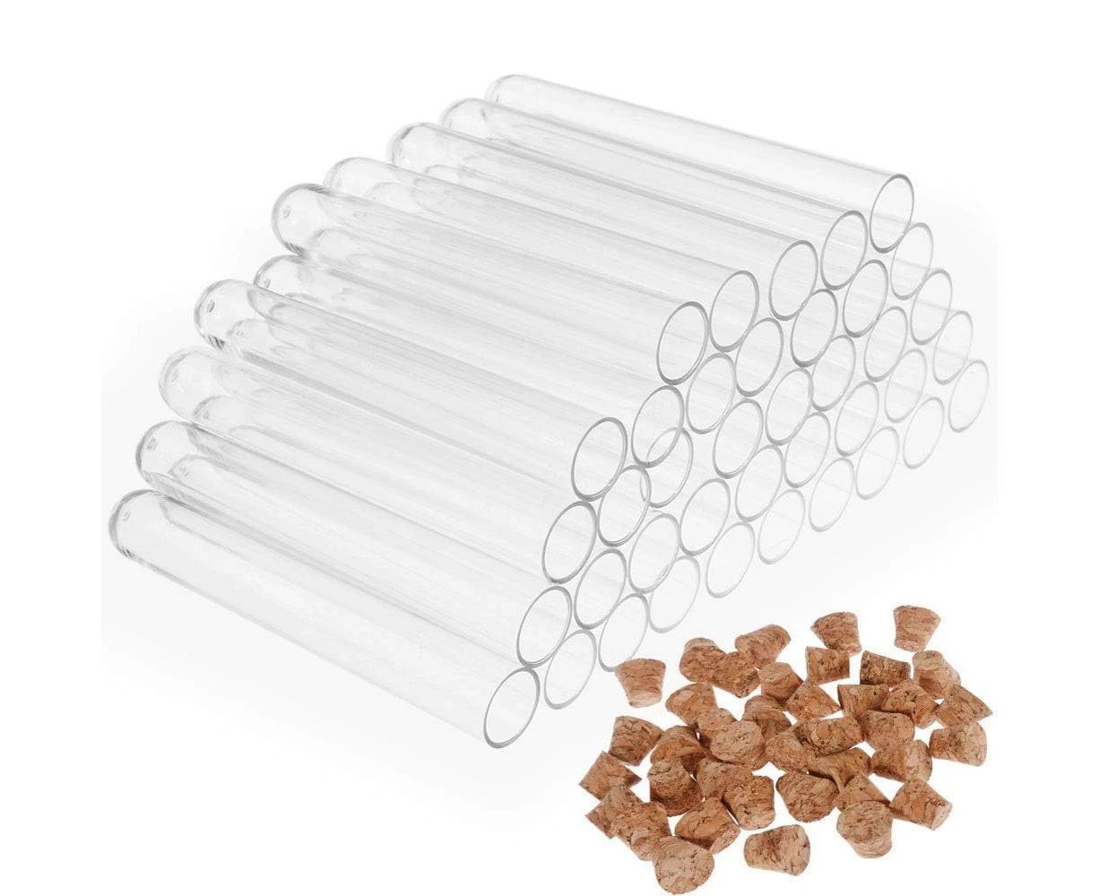 40 Transparent Plastic Test Tubes With Cork, 75X12Mm 5Ml, For Storage Of Jewel Seed Beads, Powder And Spice Liquid, Laboratory Use Or Decoration