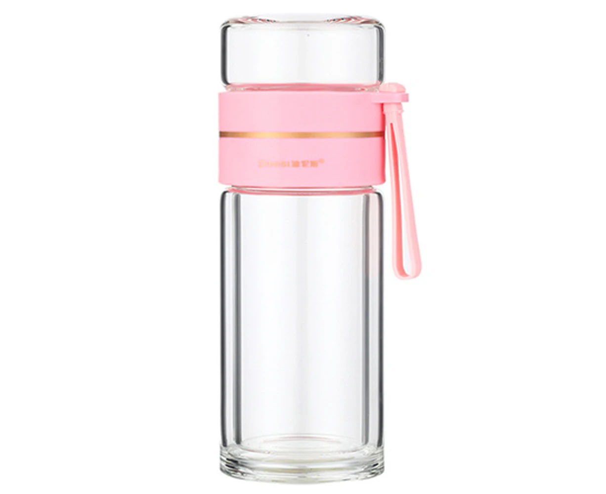 Double Wall Glass Water Bottle Tea and Water Separation Tea Bottle Mug Cup with Tea Infuser