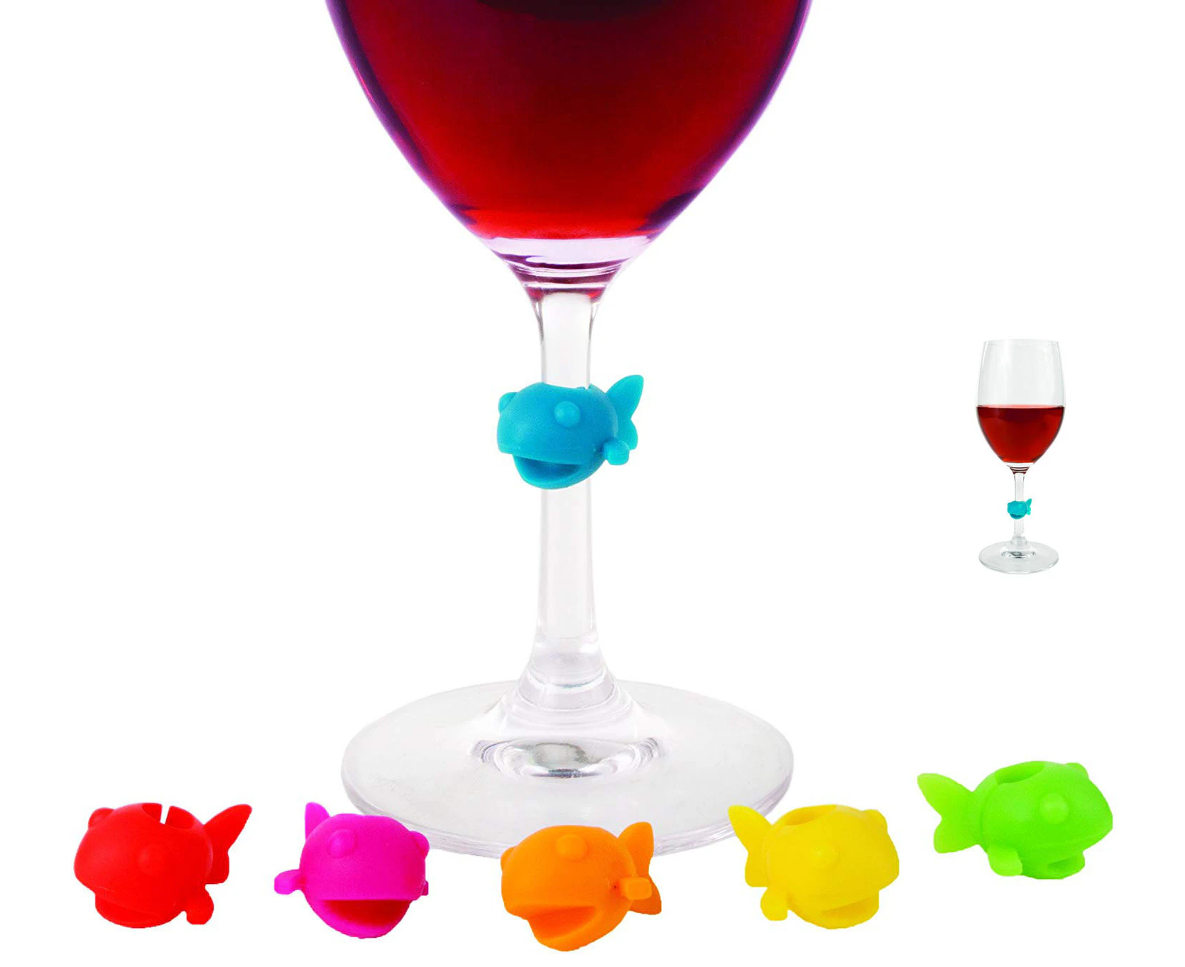 6pcs Silicone Suction Cup Wine Glass Label