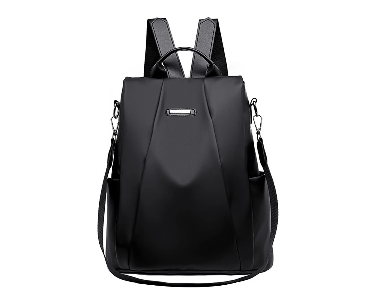 Bestjia Solid Color Women Large Capacity Anti-theft Oxford Cloth Shoulder Bag Backpack - Black