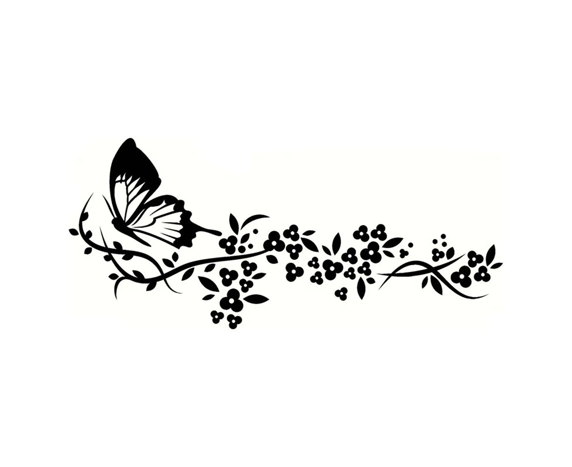 Flying Butterfly Flower Beautiful Car Door Window Sticker Decal Accessory Decor Black