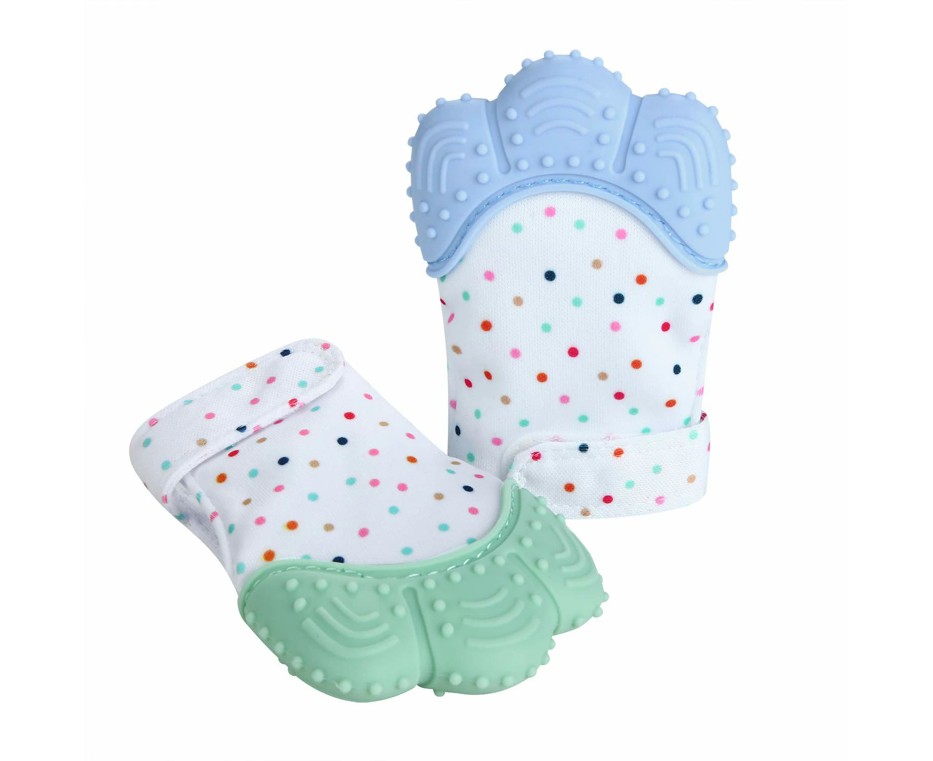 Soothing Teething Mitten 2 Pack, Pain Relief, Protection Glove, Stimulating Teether, 0-12 Months