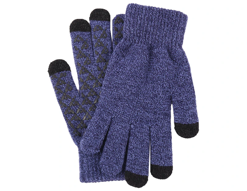 Winter Gloves For Men Women, Touch Screen Texting Warm Gloves With Thermal Soft Knit Lining(Men'S,Navy Blue)