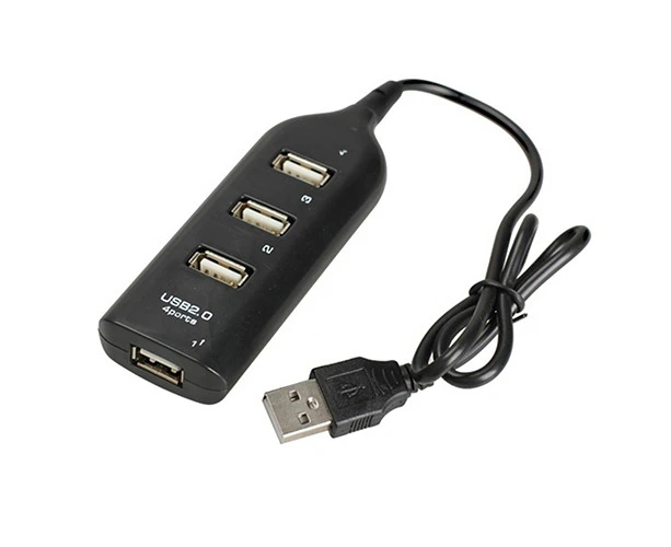 4 Port Splitter USB 2.0 High Speed Black Mini Hub Socket Adapter for Laptop PC