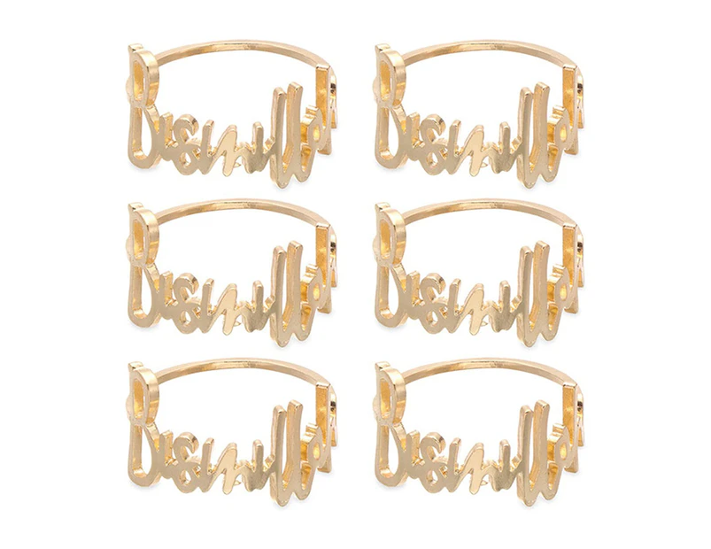 6 Pcs Napkin Rings Letter Metal Napkin Ring Set Alphabet Napkin Buckles Holder Table Decor (gold)