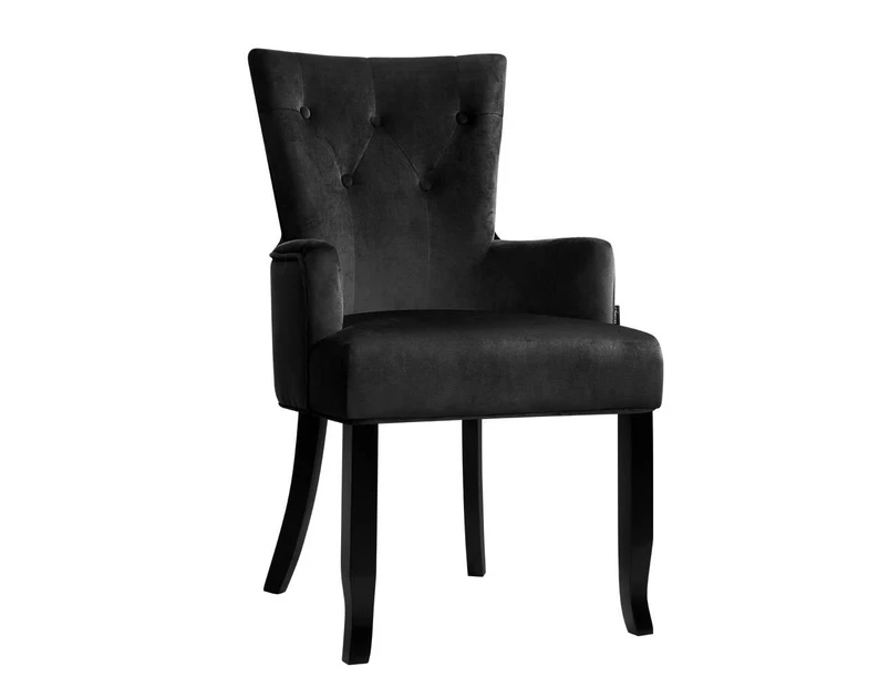 Dining Chairs French Provincial Chair Velvet Fabric Timber Retro Black