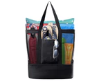 Summer Beach Bags Black Mesh Tote Handbag Women Men Big Large Beachbag