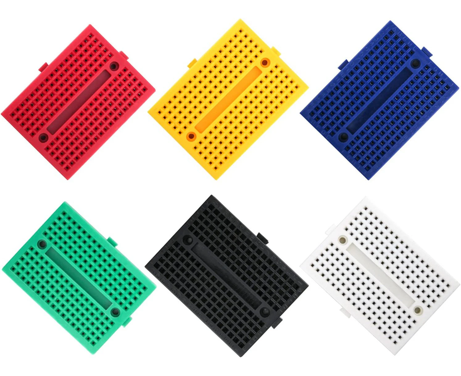 6 Pieces SYB-170 Dots Mini Electronic Breadboard Breadboard Kit Multicolor for Project(Red Blue Yellow Green White Black)