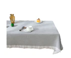 Modern-Dustproof outdoor tablecloths with fringes, crease free cotton linen tablecloths for parties, buffets-Waffle gray [long table]