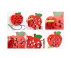 Strawberry Fruit Wooden Lacing Puzzle Threading Toy Early Learning Kids Gift 1#