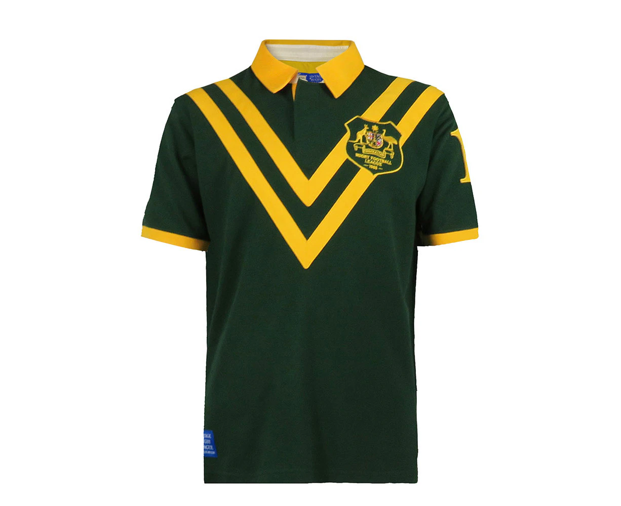 Australian Rugby League Shirt Polo Retro Kangaroo Style - Yellow