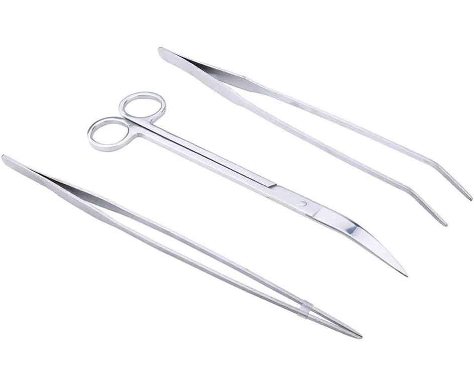 Aquarium Kit Tool Accessories Stainless Steel Aquarium Tank Water Plant Tweezers Scissors Tools Set Fish Starter Kits