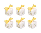 50Pcs Party Favor Boxes Paper Material Mi Bautizo Pattern Equipped Gold Ribbon White Wedding Gift Boxes For Party