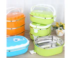 1/2 Layer Rectangle Stainless Steel Thermal Lunch Box Food Storage Container - Orange