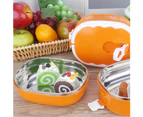 1/2 Layer Rectangle Stainless Steel Thermal Lunch Box Food Storage Container - Orange