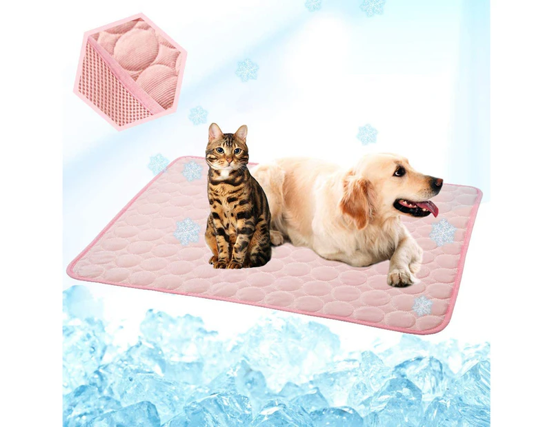 Cooling Mat For Dogs Cats Ice Silk Pet Self-Cooling Pad For Pet Beds/Kennels/Sofas/Car Seats/Floors，Pink，50*40Cm
