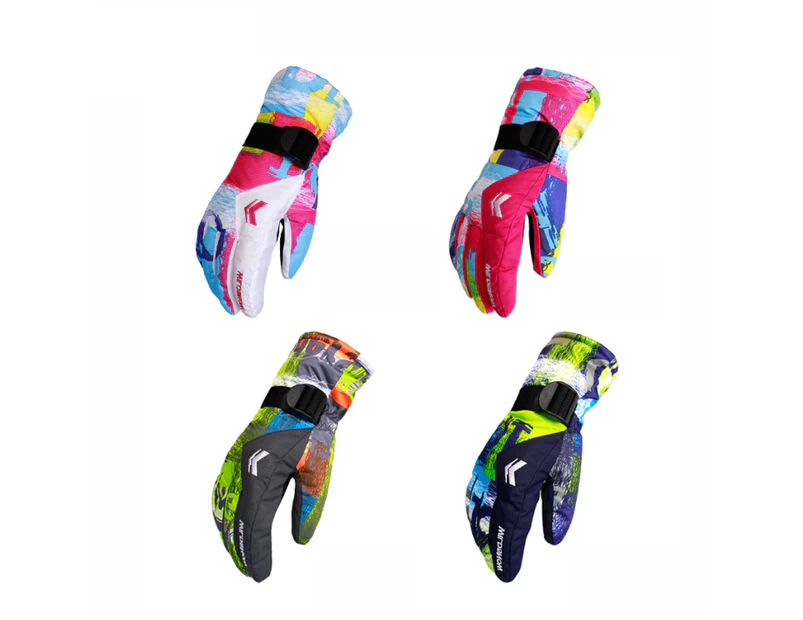 Ski Gloves 100 Waterproof Warm Snow Blue - Pink