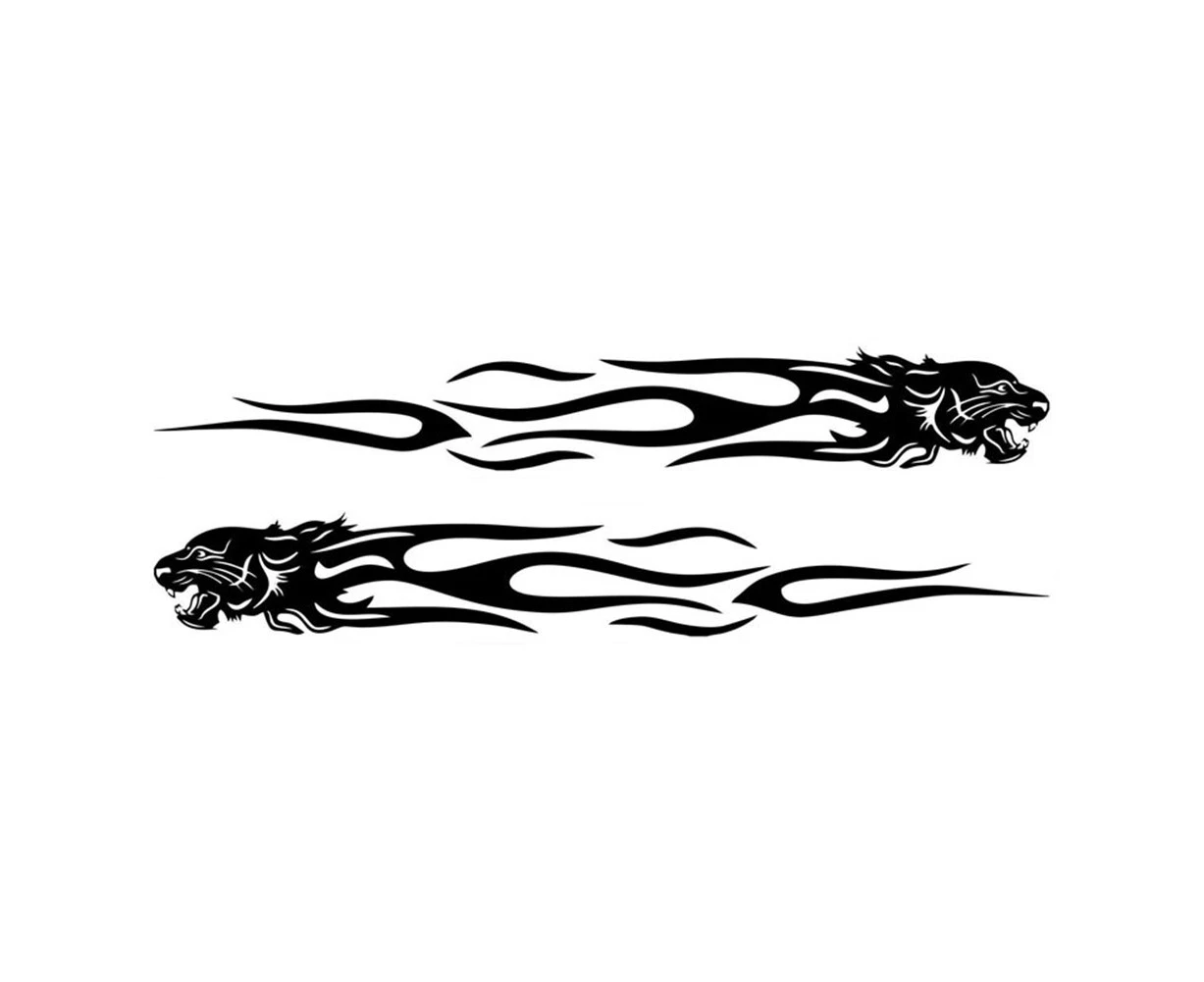 1Pair Stylish Tiger Flame Self-adhesive Car Sticker Truck Body Reflective Decal Black