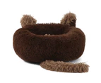 Cozy Fuzzy Plush Calming Dog Bed - Brown