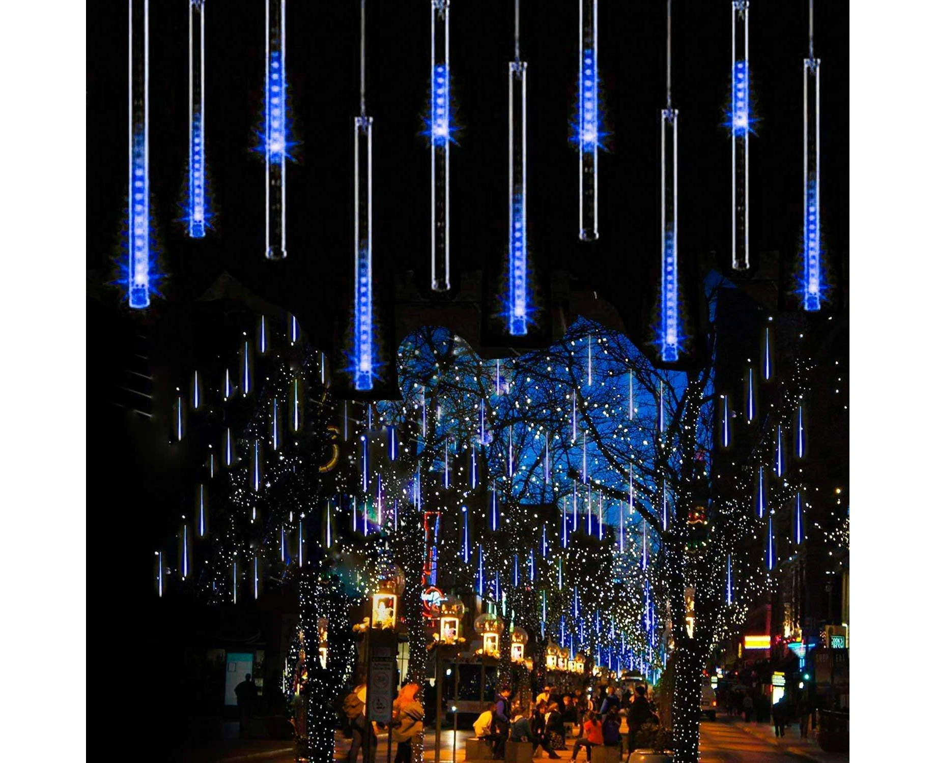 Meteor Shower Lights,11.8 Inch 10 Tubes 240 Led Rain Drop Lights Icicle Falling Snow Christmas Lights Outdoor,Plug In Cascading Lights With Timer For Tree