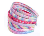 Rainbow Headbands 8 Pcs Sweet Hairband Children Head Bands For Girls Sequin Printed Heart Mermaid Headband Kids Hair Piece