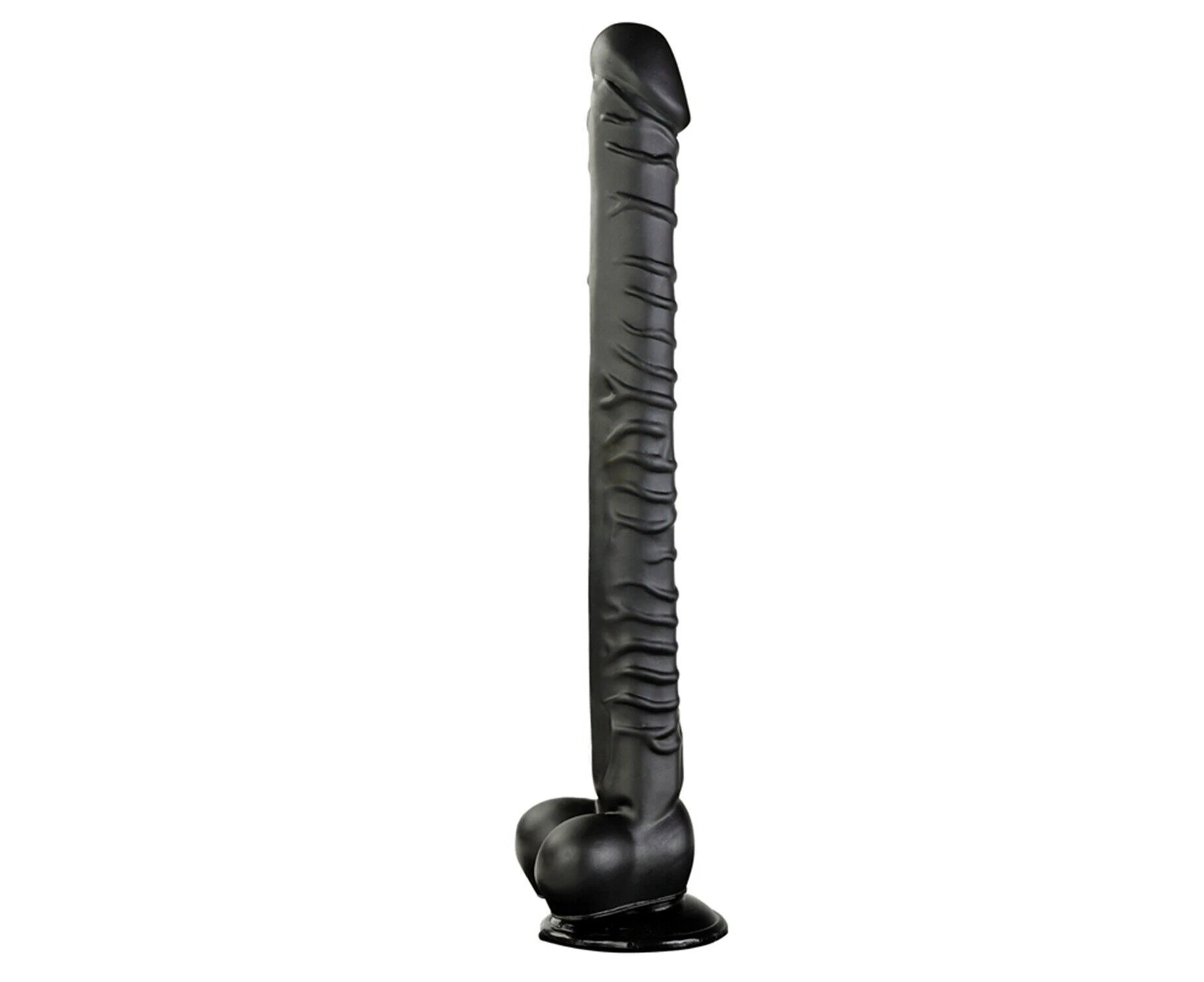 42cm Realistic Strap on Dildo Dong Penis Cock Suction Cup with Balls Silicone-Black