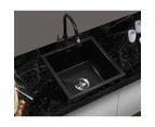 Welba Kitchen Sink Stone Sink Granite Laundry Basin Single Bowl 45cmx45cm Black