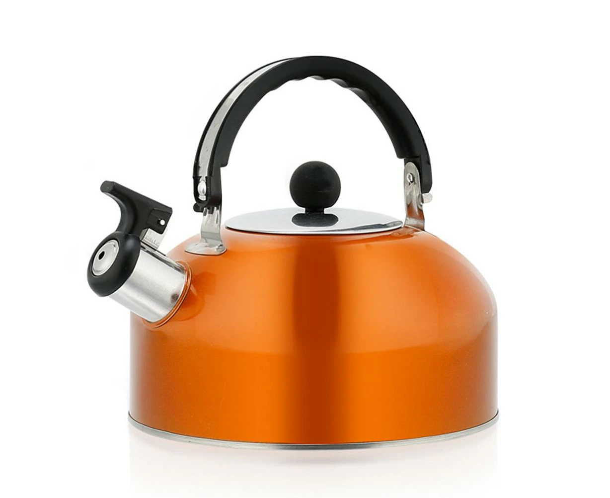 3L Durable Stainless Steel Whistling Camping Bottle Lightweight Kettle For Camping Trips Hiking Cooking Barbecue Festival Orange