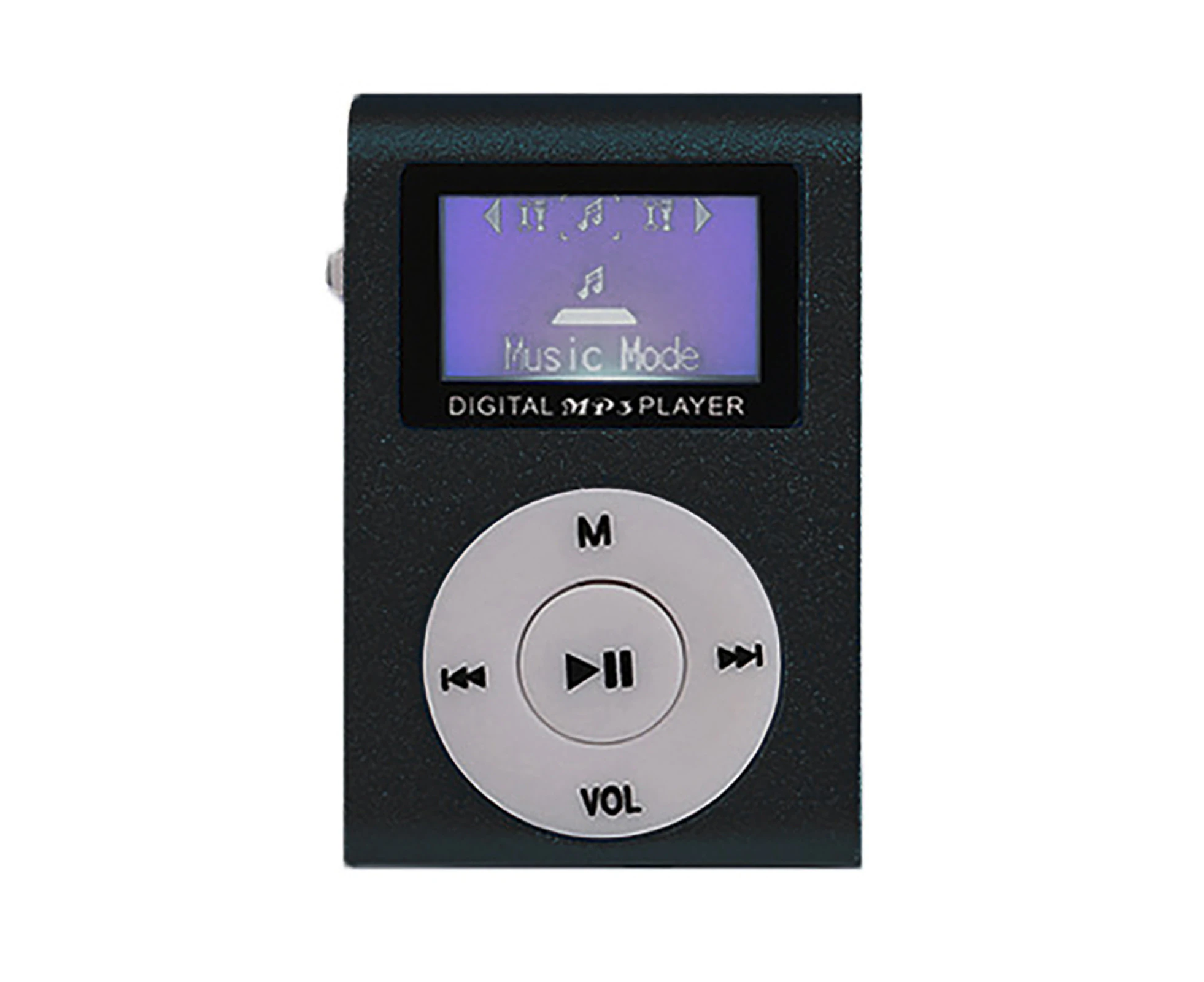 Mini MP3 Player LCD Screen Support TF Card Metal Clip USB Sports Music Walkman for Running - Black