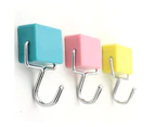 hook up,3pcsBlue and yellow powder nail-free magnetic hookSuper Strong Magnetic Hooks Set of 3 Nail-free magnetic hook