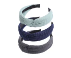 Headbands for Women Knotted Headband Workout Hairbands Top Knot Head Bands for Girls - Dark gray+Tibetan blue+fruit green